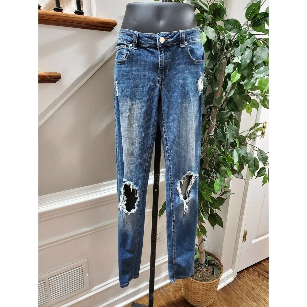 Revolt Women's Blue Denim Cotton Skinny Legs High Rise‎ Casual Jeans Size 35